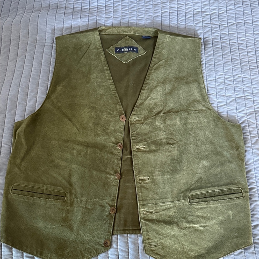Chereskin Olive Green Suede Vest